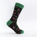 Calze natalizie in cotone nero e verde con motivi festivi di bastoncini di zucchero - Taglia Unica(41-46) / Bastoncino di Zucchero Nero