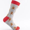 Calze natalizie in cotone grigio e rosso con motivo jacquard festivo di omino di pan di zenzero - Taglia Unica(41-46) / Omino di Pan di Zenzero di Natale Grigio