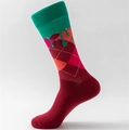 Calze lunghe con motivo a goccia verde e trama a rombi argyle multicolore - Argyle a Goccia Verde