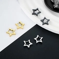 Star shaped hoop earrings in gold black and silver finishes for a modern geometric look - Star - Silver Color (Single Piece)