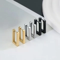 Créoles rectangulaires géométriques minimalistes en ensembles or, argent et noir - Rectangle (Seul) / Argent