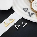 Minimalist geometric triangle hoop earrings set in gold, silver, and black finishes - Equilateral Triangle - Silver Color (Single Piece)