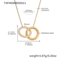 Detailed size specifications for 18k gold plated double ring pendant necklace and chain - Gold Double Ring Necklace (TXP400) / 43+5cm