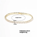 Classico bracciale tennis in oro da 19 cm con zirconi rotondi da 4 mm in stile minimalista - 19cm (4.0mm Zirconia) / Oro 14K