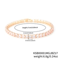 Rose gold tennis bracelet detail showing 17cm length and 4mm round cubic zirconia stones - Rose Gold Fold-over Clasp