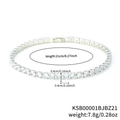 Silver hip-hop tennis bracelet with square-cut zircons in 21cm length for daily wear - 21cm (4.0mm Zirconia) / White Gold