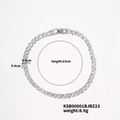 Hip-hop silver tennis bracelet with 4mm round-cut cubic zirconia and 23cm total length - 23cm (4.0mm Zirconia) / White Gold