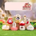 Set of six cat figurines holding natural healing crystals for desktop decoration - -19 Good Luck Comes Everywhere (6 Energy Points) / Full Set