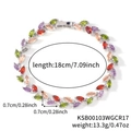 Bracciale a foglia di salice con cristalli colorati e finitura argento, lungo 18 cm - 17cm / Zircone Colorato Placcato Platino
