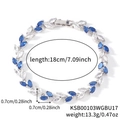 Blue and white marquise-cut crystal leaf bracelet in silver finish, 18cm long - 17cm / White Gold Sapphire Blue