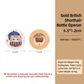 Golden shaded cat wooden magnetic bottle opener fridge magnet with 6.5cm diameter - Round Golden Shorthair Cat Beech Wood Opener