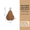 Pear-shaped acacia wood bottle opener with leather lanyard, size 8x6.5x1.2cm - Pear Shape Acacia Wood Opener (No Logo)