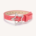 Pink star buckle belt for girls with celestial perforated holes and silver metal hardware - Watermelon red