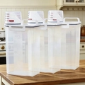 Set di 3 contenitori per riso in plastica trasparente con coperchi dosatori per la cucina - 10 LBS (circa 4,5 kg)