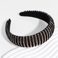 Baroque wide headband with black and gold beads over a padded sponge base - Crystal Style / 4cm / Black & Gold