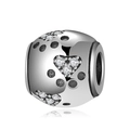 S925 Sterling Silber Herz Pfotenabdruck Charm mit Zirkonia für Perlenarmbänder - Runde Pfote-Stil (PC0209)