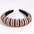 Padded headband with orange, black, and white beaded stripes for Halloween style - Black Orange