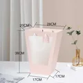 Pink trapezoid paper gift bag with transparent window and white cotton rope handle - Trapezoid Large (28x20x36cm) / Pink