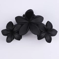 Matte black floral hair claw clip with triple frangipani flower design for thick hair - 12CM 3-Flower Style - Black