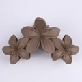 Elegant dark coffee matte frangipani flower hair claw clip for thick hair styling - 12cm Three Flowers Light Brown