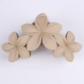 Matte beige triple flower hair claw clip with large frosted finish for thick hair - 12cm Three Flower Milk Coffee