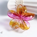 Frangipani flower hair claw clip with orange and purple gradient in matte finish - 7CM Transparent Gradient - Red Yellow