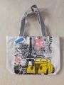 Borsa tote in tela vintage con stampa Torre Eiffel e manici a righe casual - Motivo Auto