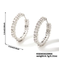 Silver hoop earrings with micro-paved cubic zirconia in 2.5cm size with X pattern - Silver
