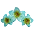 Blue gradient plumeria flower hair claw clip with a glossy translucent resin finish - Three Bauhinia Flowers Green
