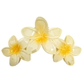 Frangipani flower hair claw clip with yellow gradient petals for thick hair accessories - 3-Flower Design - Yellow