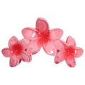 Pink gradient plumeria flower hair claw clip with three resin frangipani blossoms - Three Red Bauhinia Flowers