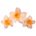 Plumeria flower hair claw clip with orange and yellow gradient in translucent resin - Three Bauhinia Flowers Orange