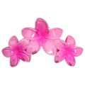 Translucent rose pink frangipani hair claw clip with triple flower resin design - Three Pink Bauhinia Flowers