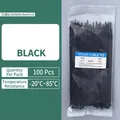 Pack of 100 black nylon cable ties, self-locking plastic wire wraps for heavy-duty binding - 1.9mm*80mm (100pcs/pack) / Black