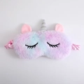Unicorn slaapmasker van pluche met roze kleurverloop en zilveren hoorn voor meisjes - Regenboog Groen Paars