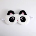 Schattig panda pluche slaapmasker in zwart-wit met roze hartborduurwerk details - Schattige Panda