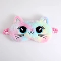 Regenboog pluche kat slaapmasker met zachte borduursels en een elastische hoofdband - Kleurrijke Kat