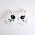 Witte cartoon kat pluche slaapmasker met kattenoren en zachte elastische band - Kat Wit