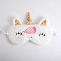 Schattig wit pluche eenhoorn slaapmasker met gouden hoorn en zachte satijnen band - Gouden Eenhoorn Katoenen Schaap