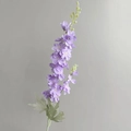 Single long stem artificial purple delphinium flower with realistic petals and green buds - Purple