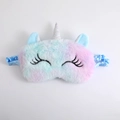 Regenboog eenhoorn pluche slaapmasker met zacht bont en zilveren hoorn detail - Gekrulde Wimpers Kleurrijk Blauw