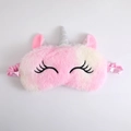 Schattig roze pluche eenhoorn slaapmasker met glitterhoorn en zachte elastische band - Gekrulde Wimpers Kleurrijk Roze