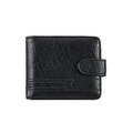 Klassische schwarze Herrenbörse mit Lychee-Leder-Textur und sicherem Druckknopfverschluss - 13cmx10cmx2cm / Schwarz