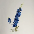Artificial deep blue delphinium stem with lifelike silk petals for floral decor - Royal Blue