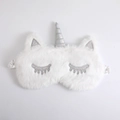Wit eenhoorn pluche oogmasker met zilveren pailletten hoorn en glitter wimpers - Zilveren Eenhoorn Wit