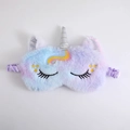 Pluche eenhoorn slaapmasker met kleurverloop, zilveren hoorn en borduurwerk - Regenboog Wimpers Kleurrijk Blauw