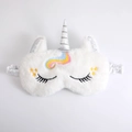 Wit eenhoorn pluche slaapmasker met zilveren hoorn en kleurrijke regenboog borduurdetails - Regenboog Wimpers Wit