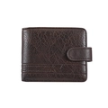 Herren-Geldbörse aus braunem Leder mit Druckknopfverschluss und Litschi-Struktur - 13cmx10cmx2cm / Kaffeebraun