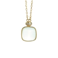 Elegant S925 silver gold-plated square citrine necklace with zircon detail on white background - Gold & Citrine