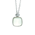 Elegante collana in argento S925 con pendente in pietra preziosa verde chiaro quadrata - Citrino Argento